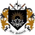 Sir Solaris of Numenor and The Gilded Tower - Sable, a sun Or issuing from a lotus flower Argent.